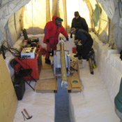 Tipping drill in horizontal position
